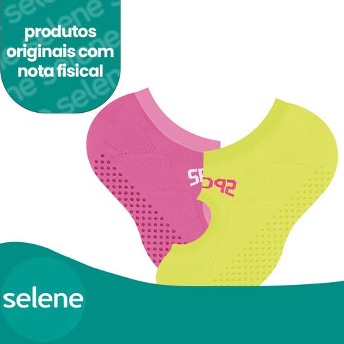 Meia Sapatilhas Feminina Antiderrapante Yoga Pilates Selene | Preto | 34-38
