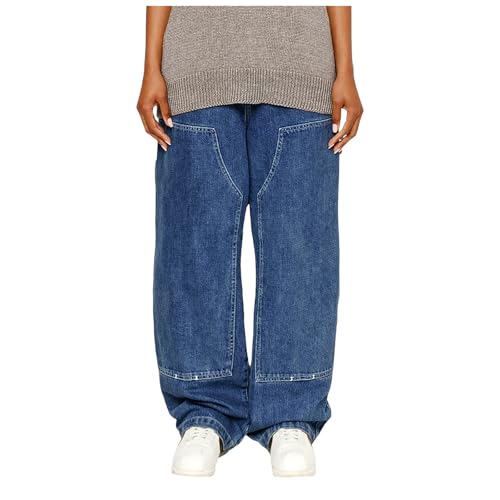 Mens Jeans Relaxed Fit Wide Leg Baggy Denim Pants with Pockets Fashion Casual Long Jean Trouser Streetwear