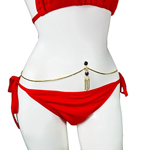 【Jewelry Hanazono】穴を開けない へそピアス ベリーピー ベリーチェーン ジャラハート ジェット ゴールド ダイヤレーン ブラック 黒 貼るだけ ウエストジュエリー ノンホール へそピ 医療用両面テープ ノンピアス ベリーダンス ノンホール