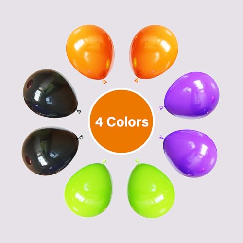 Image of Lukiituke Halloween Balloon Arch Kit, 134Pcs Black and Orange Balloons | 4 Sizes Latex Balloons for Halloween Theme Birthday Party Backdrops Decorations