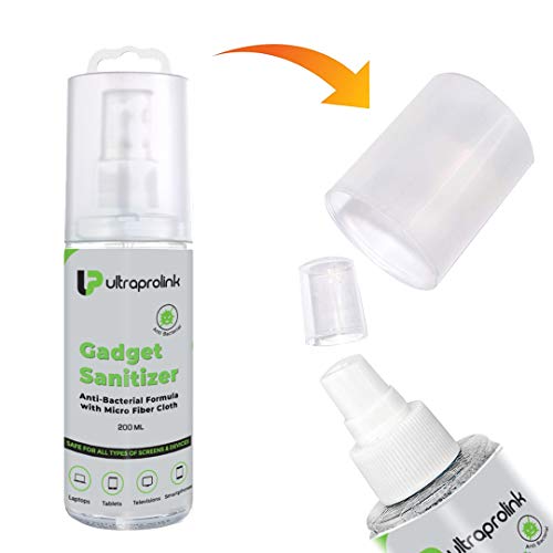 UltraProlink UM0007 Universal Screen Cleaning & Sanitizer Kit | for Smartphones, Tablets, Eyeglasses, E-Readers, LED, LCD & TVs | Includes 1 Bottle of 200ml | 1 x Micro Fibre Cloth - Image 4