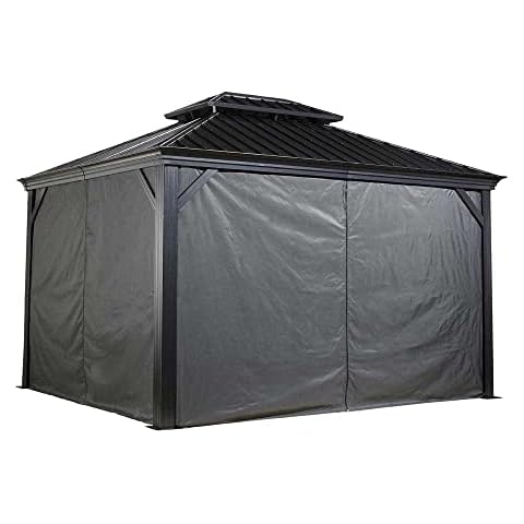 Sojag 135-9163810 10' x 12' Curtains for Monaco/Messina/Mykonos Outdoor Gazebo Models, Grey Cover