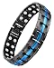 Feraco Mens Titanium Steel Magnetic Therapy Bracelet with Double Strong Magnets for Arthritis Pain Relief, Black&Blue