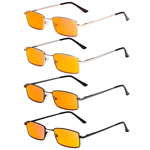 Image of Eyekepper 4 Pack Reading Glasses Blue Light Blocking Memory Titanium Bridge Computer Readers