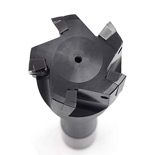 Oscarbide Indexable End Mills 2"Cutting Diameter,6-1/8"Overall Length,5 Flutes,R8 Shank,90 Degree With 5 Pieces Apkt1604 Carbide Inserts #TOP3