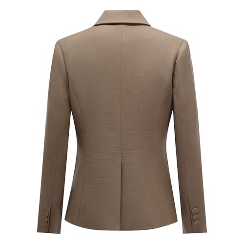 YUNCLOS 2 Piece Business Skirt Suit Set for Women Casual Long Sleeve Blazer and Skirt Brown - Thumbnail 2