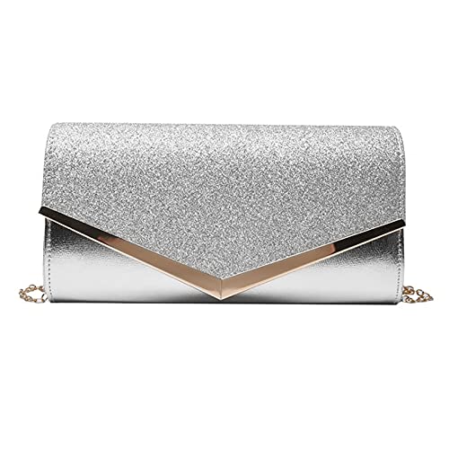 Image of Queena Womens Shiny Glitter Evening Clutch Envelope Handbag Chain Purse for Wedding Party Prom Gift for Mom Wife Girlfriend