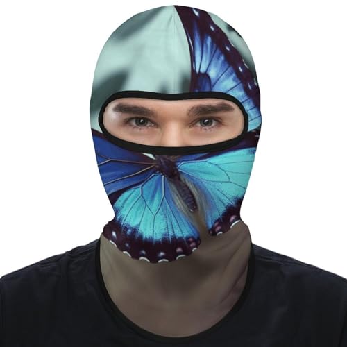 Balaclava para Hombres Máscara de Esquí Azul Mariposa para Invierno Cubrebocas para Ciclismo miniatura 7