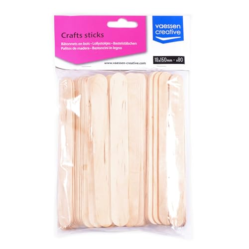 Vaessen Creative Eisstiele aus Holz, 80 Stück, 1,8 x 15 cm, Kreative...