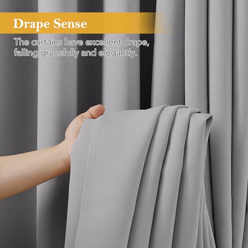 Image of RYB HOME Blackout Thermal Insulated Curtains, Portable Curtain for Sliding Glass Door /Storage /Space Room Divider, Large Window Treatment Room Divider Panel, W80 x L84, Silver Grey, 1 Panel