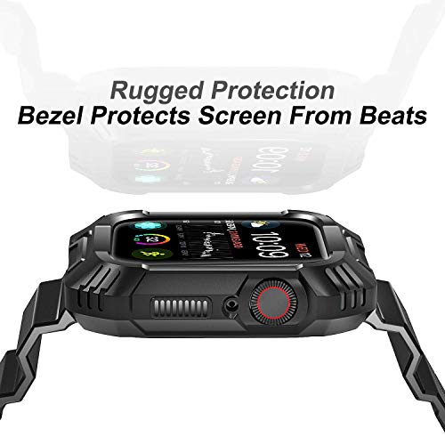 Ocyclone Compatible For Apple Watch Band 44Mm 45Mm, Rugged Protective Shockproof Resistant Case With Bands Strap Fit With 44/45Mm Iwatch Series Se 8 7 6 5 4 For Sport Style For Women Mens - Black #TOP1