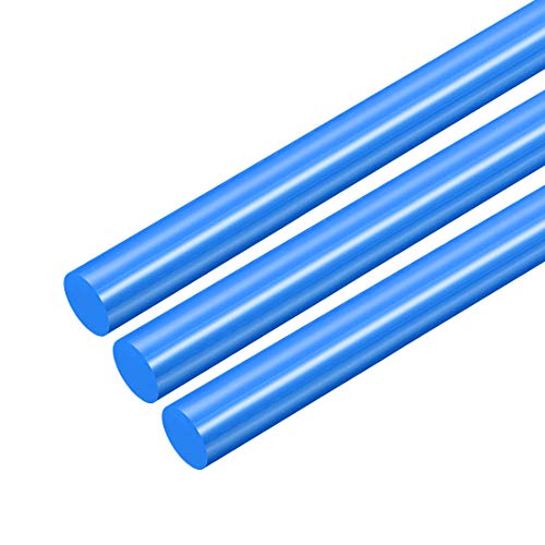 uxcell 3pcs Plastic Round Rod 1/2 Inch Dia 20 Inch Length Blue (POM) Polyoxymethylene Rods Engineering Plastic Round Bars(12mm)