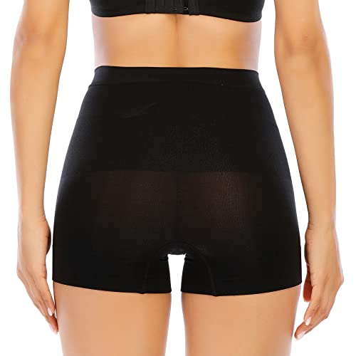 Image of Werena Seamless Shaping Boyshorts Panties for Women Tummy Control Shapewear Slip Shorts Under Dress Underwear (Black-3,XXL)