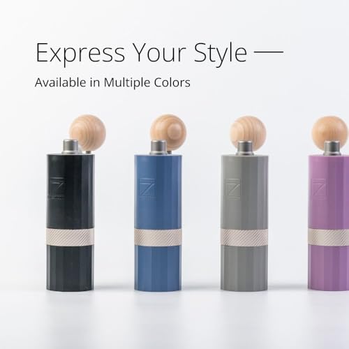 Image of 1Zpresso Q Air Manual Coffee Grinder-Black, Mini Slim Travel Sized Fits in The Plunger, Stainless Steel Conical Burr, Numerical Adjustable Setting for Pour Over French Press Cold Brew