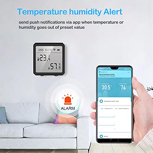 Wifi Thermometer Hygrometer,Tuya Smart Temperature And Humidity Sensor With App Notification Alert,Lcd Display Support Alexa Google Assistant,Remote Monitor For Room Greenhouse Incubator Wine Cellar #TOP3