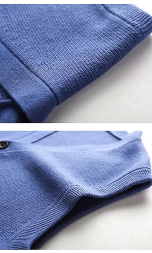 Men V Neck Knit Cardigan Casual Sweater Solid Color Loose Sleeveless Vest4