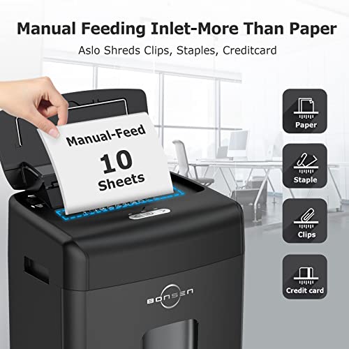 Bonsen 100-Sheet Auto Feed Paper Shredder High Security Micro Cut Shredders For Home Office Use/ 30 Minutes/Security Level P-4,6-Gallon Bin (S3110) #TOP2