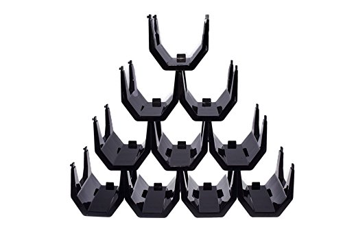 Clever Chef Premium Stackable Wine Rack Custom Wine Storage, Snap & Stack Design Perfect to Fit Any Space, Sturdy & Lightweight Plastic, Pack of 10 Wine Racks, Black