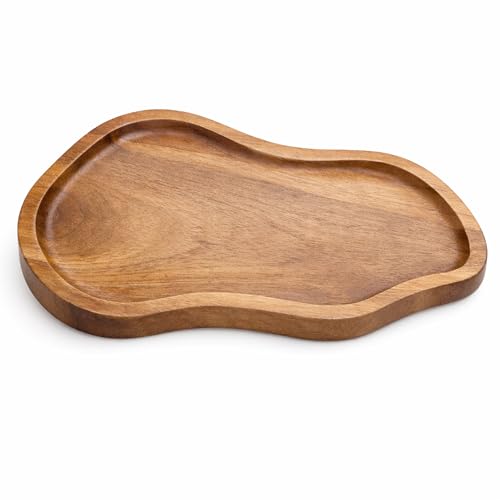Salt and Pepper Mill Tray Acacia Wood Salt and Pepper Holder for Counter Grinder Mill Shaker Organizer Small Decorative Serving Trays for Kitchen Counter Dining Table, Peanut Shaped