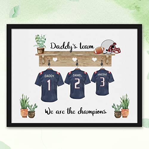 Gowelly Personalized Custom Gifts for Dad Who are the Captain of the Family - Fathers Birthday Gifts from Daughter&Son&Wife - Cool Gifts for Dad - Football&Baseball&Basketball Themed Canvas Prints miniatura 1