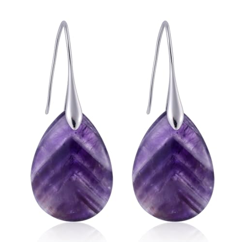 Agate Tear Beads Dangle Earrings, High Luxury Natural Stone Teardrop Fish Hook Earrings Elegant Trendy Pendant Drop Ear Jewelry for Women