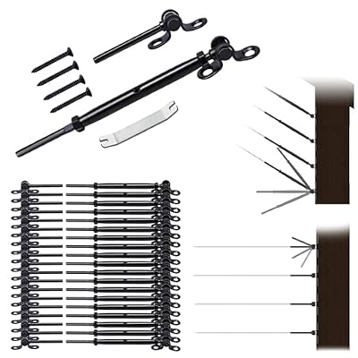 Muzata 20Set Black Cable Railing Kit 1/8" Swage Toggle Turnbuckle Hardware T316 Stainless Steel for Wood Post WoodEasy System Angle 180°Adjustable Stairs Deck 20 Cable Lines CK07 BD1,CA4 CA5