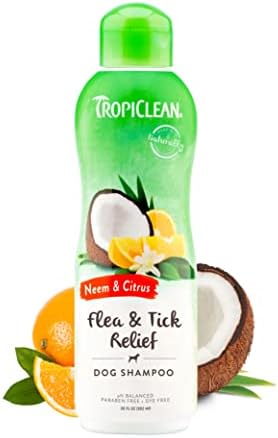 TropiClean Citrus & Neem Oil Flea Shampoo for Dogs | Tick and Flea Bite Relief for Dogs | Natural Dog Shampoo Derived from Natural Ingredients | Made in the USA | 20 oz.