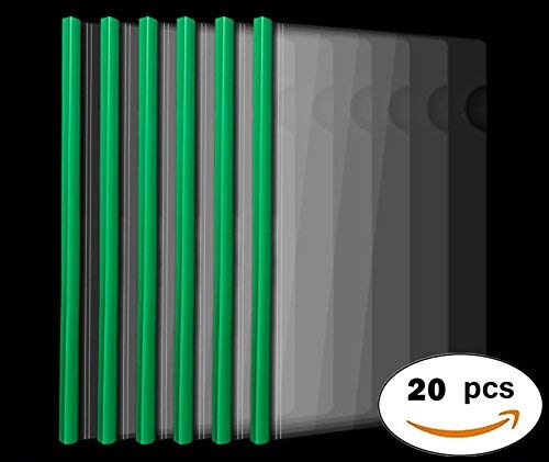 Sliding Bar Clear Report Covers, 10mm, 20C, 40 Sheet Capacity, Transparent Resume Presentation File Folders Organizer Binder for A4 Size Paper, 20 Pcs