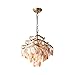 KWOKING Rustic Shell Chandelier with Adjustable Chain, 4 Lights DIY Pendant Light, for Beach Theme Bedroom Dining Area, Elegant Hanging Lamp