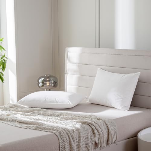 AIKOFUL Luxury Feathers Down Pillows Queen Size Set of 2, Hotel Quality Fluffy Bed Pillows, Soft Pillows for Sleeping, Organic Cotton Cover(20x28”, Pack of 2) - Thumbnail 5