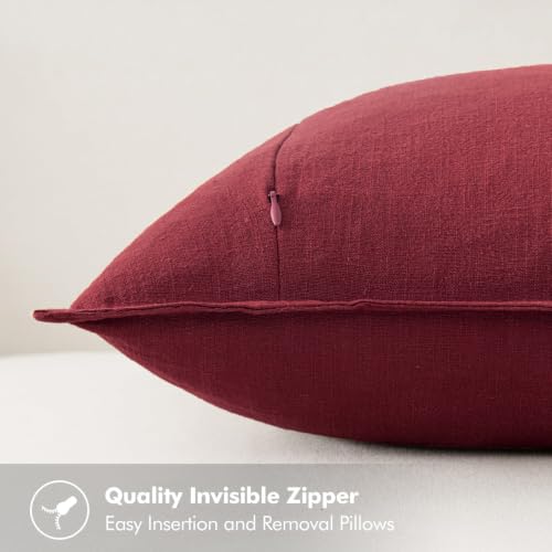 Image of MIULEE Decorative Linen Pillow Covers 22x22 Inch Burgundy Red