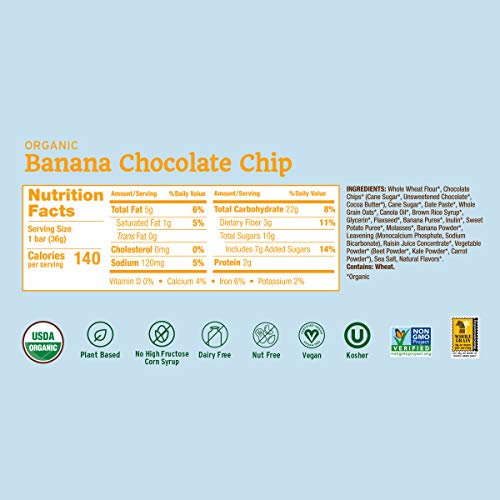 Nature's Bakery Baked-Ins Bars Banana Chocolate Chip, Organic Fruits & Veggies, Vegan, Non-Gmo, Organic Snack, 1 Box With 6 Packs, 6 Count #TOP2