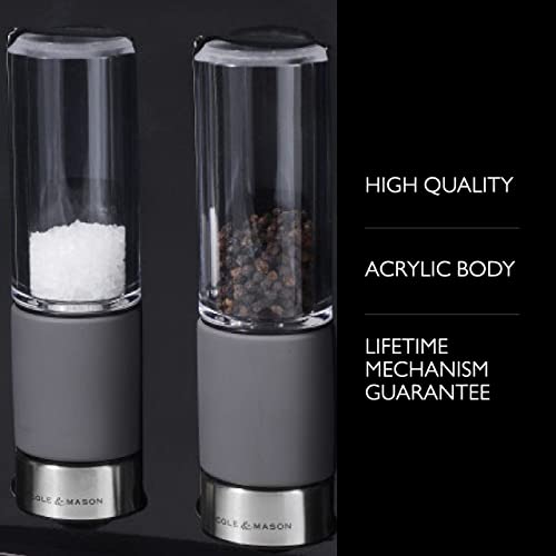 Cole & Mason Regent Concrete Stemless Salt & Pepper Mill Gift Set - Refillable Salt & Pepper Grinder Set With Carbon Steel Precision Mechanisms - Hand Wash Kitchen Tools & Gadgets - Grey #TOP1