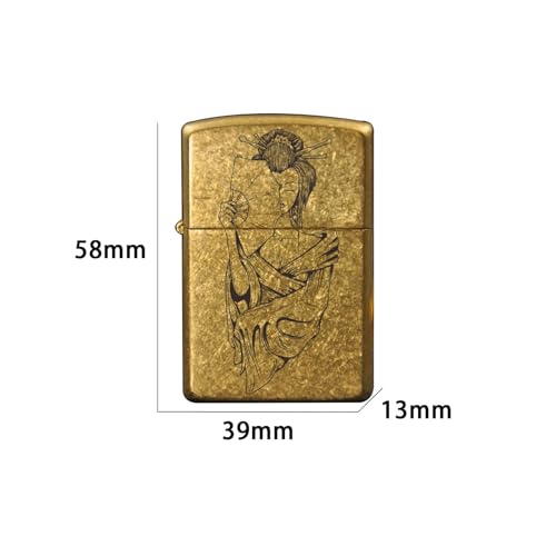 Encendedor de metal reutilizable de cobre dorado y resistente al viento 8