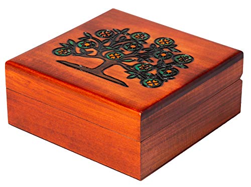 Artisan Owl Polish Handmade Jewish Tree of Life 6 Wooden Box with Red Interior, Perfect for Keepsakes and Special Items Artisan Owl Polish Handmade Jewish Tree of Life 6" Wooden Box with Red Interior, Perfect for Keepsakes and Special Items