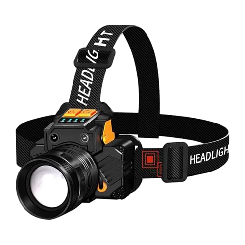 Linterna frontal LED recargable, funciona con pilas, ligera, linterna frontal ajustable con sensor de movimiento, linterna frontal con sensor de movimiento, linterna brillante con sensor de movimiento