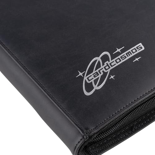 cardcosmos 9 Pocket Zip Premium Leder Binder – Kartenalbum für 360 Karten – Säurefrei, PVC-frei, Reißverschluss, Seitliche Einschubtaschen – Ideal für TCG-Sammlungen und doppelt gesleevte Karten