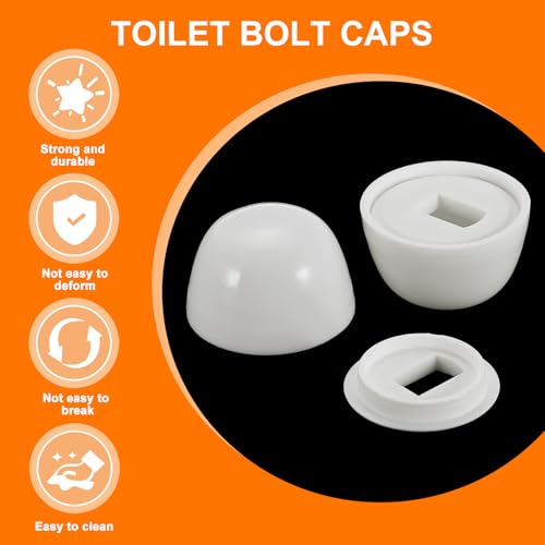 QUARKZMAN 4 Stück Toilettenbolzenkappen, 20mm/0,79 Kunststoff-Push-On-Toiletten-Sitzbodenbolzenkappen, Universelle Bodenbolzenkappen mit Unterlegscheiben, Weiß