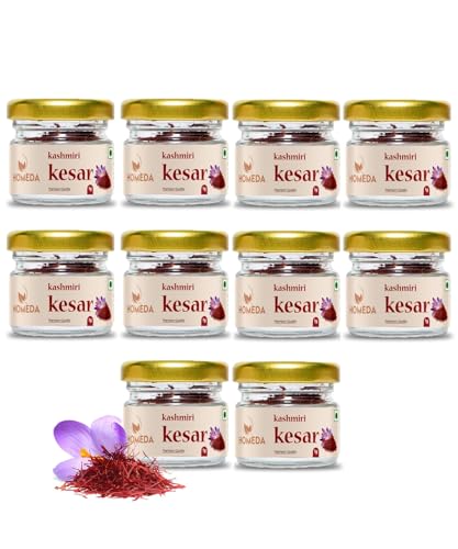 Image of Homeda Kesar Saffron Original / Pure Keshar Original Kashmiri Kesar|Kumkuma Puvvu Safron, Kungumapoo for pregnant women, Kumkumapoovu, Keser, Certified Grade A - 10 Packs of 1g, 10 gram