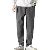 JEsilunmaMY Mens Fleece Sweatpants Elastic Waist Loose Lounge Pants with Pockets Warm Winter Stretch Athletic Jogger Trousers (Grey,X-Large)