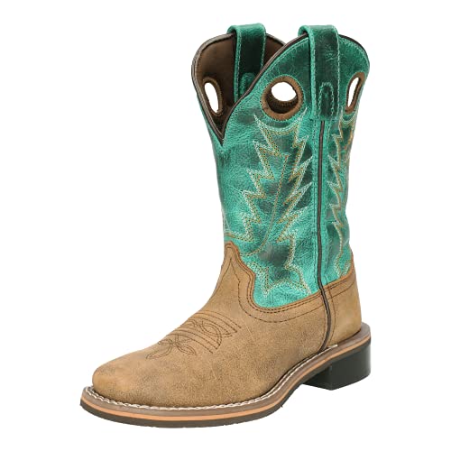 Smoky+Children%27s+Jesse+Embroidered+Leather+Western+Cowboy+Boot+-+Brown+Turquoise3