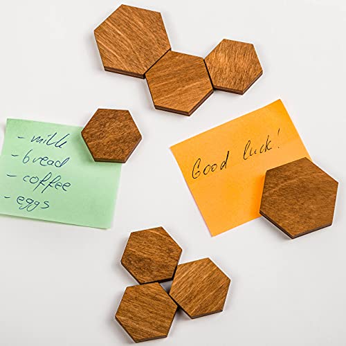 Imanes decorativos hexagonales de madera, pack 12 miniatura 3