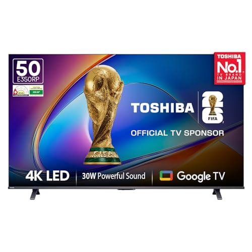 Image of Toshiba 126 cm (50 Inches) 4K Ultra HD Smart LED Google TV | Dolby Atmos, HDR10 | 30W Powerful Speakers | AI 4K Upscaling | Super Bright Panel | Google Assistant | Voice Control | 50E350RP (Black)