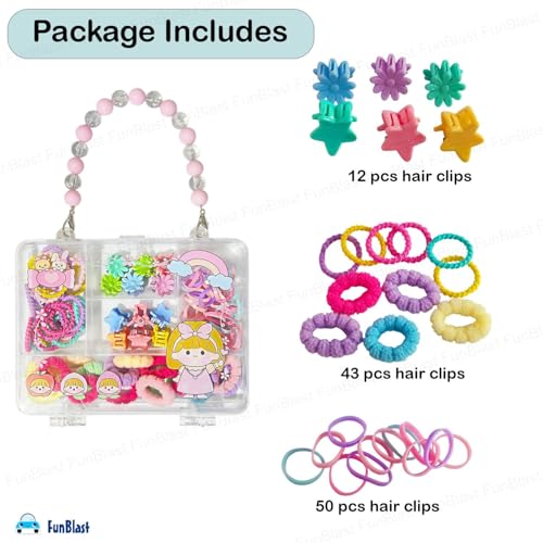 Image of FunBlast Hair Accessories Combo for Girls - Colorful Hair Bands, Hairpins, Ponytail Holders, Headbands for Girls, Toddlers, Multipurpose Kids Hair Accessories Set, Birthday Gift for Girl's (1074)