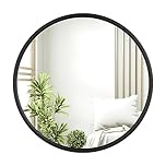 WOLTU Round Wall Mirror, Bathroom Mirror, Black Frame, 40cm, Small Decorative Circle Mirror for Bathroom, Bedroom, Hallway, Living Room, Metal Vanity Mirror for Modern Home Decor