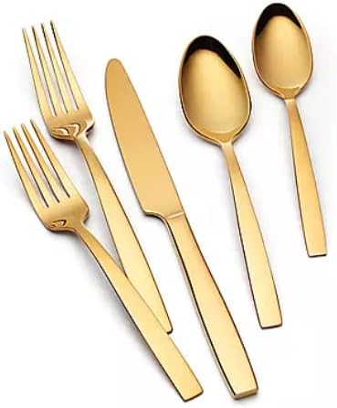 HAMPTON FORGE Skandia Clearview Satin 20 Piece Flatware Set (Gold)