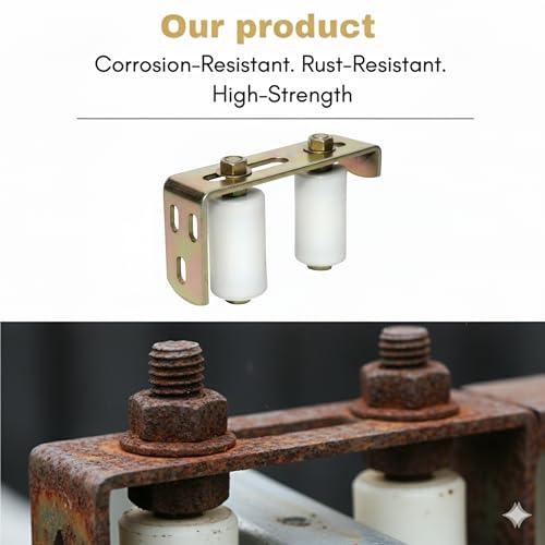 Image of Double Nylon Roller Guide Bracket | Heavy Duty Adjustable Steel Gate Roller with Rust-Proof Nylon Wheels