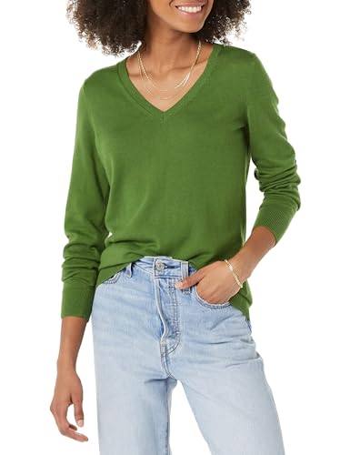 Amazon Essentials Damen Regular-Fit Leichter Langarm-Pullover V-Ausschnitt...