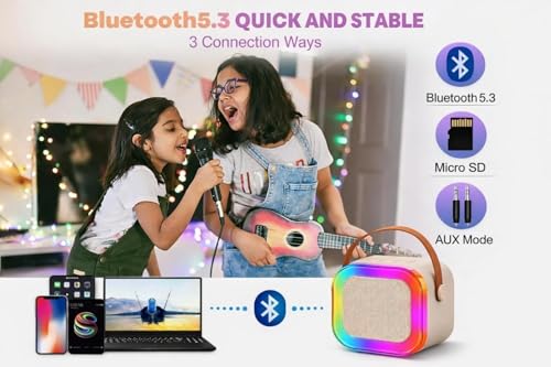 Image of CscyyAmz Rechargeable Karaoke Mic with Speaker for Singing | Wireless Mini Portable Bluetooth Speaker with Microphone & LED Lights | Birthday Gift for Kids Musical Toys for Boys, Girls and Adults