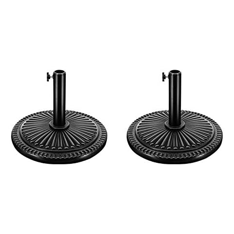 FRUITEAM 2Pack Pre-filled Patio Umbrella Base 22lbs, 18" Round Table Umbrella Stand Base for Yard/Garden/Deck Porch (Black) Cover